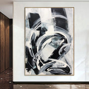 Original Painting on Canvas Black and White Wall Art Canvas Grey Artwork Modern Oil Painting Contemporary Wall Art for Indie Room Decor | SNOWSTORM - Trend Gallery Art | Original Abstract Paintings