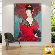 GEISHA WITH UMBRELLA 161x121 cm