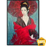 GEISHA WITH UMBRELLA 161x121 cm