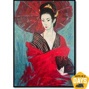 GEISHA WITH UMBRELLA 161x121 cm