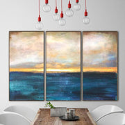 Large Oil Painting Original Canvas Blue Abstract Painting Gray Painting Sunset Painting | SUMMER SUNSET - Trend Gallery Art | Original Abstract Paintings