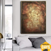 Oversized Wall Art Gold Painting Frame Wall Art Bronze Brown Canvas Original Artwork | GATEWAY 35"x27" - Trend Gallery Art | Original Abstract Paintings